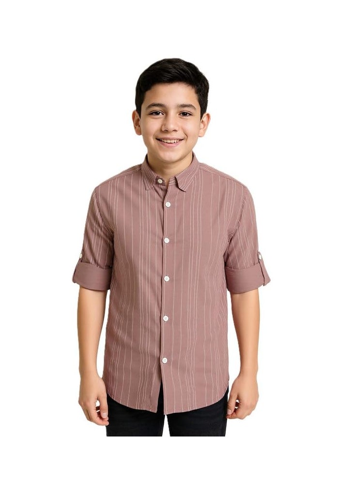 CHARCHIT Boys Cotton Regular Fit Spread Collar Full Sleeves Striped Shirt - Image 1